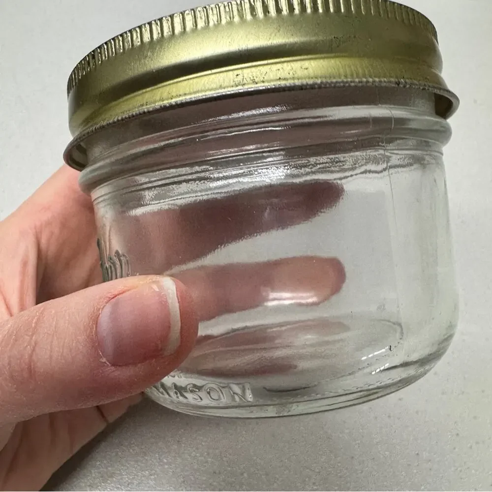 Vintage Mini Canning Jar Cross Stitch Bear Lid Home Decor